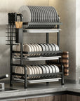 2-Tier Rust-Proof Dish Drying Rack with Drainboard Set