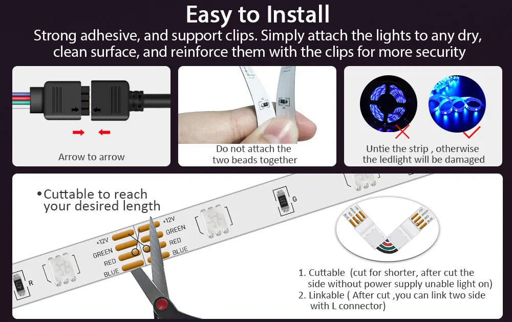 Non-Waterproof Smart LED Strip Light SMD5050