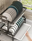 2-Tier Rust-Proof Dish Drying Rack with Drainboard Set