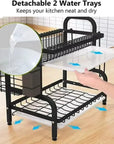 2-Tier Rust-Proof Dish Drying Rack with Drainboard Set